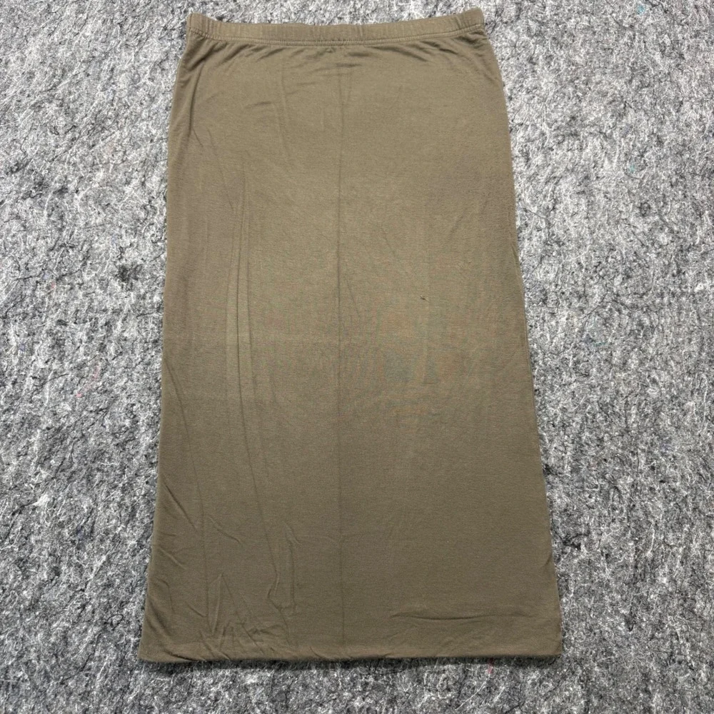 Leith Olive Green Maxi‎ Skirt Size Large Elastic Waist Rayon Blend Stretch